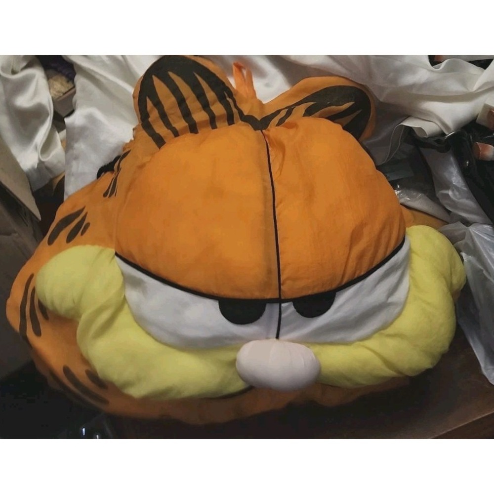 RARE Vintage GARFIELD Pillow 16" Nylon PlushPillow 1990s Garfield Play By Play